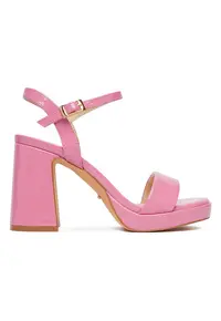 Sandale dama - toc clasic - roz - material sintetic