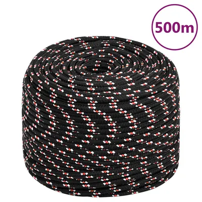 vidaXL Frânghie de barcă, negru, 10 mm, 500 m, polipropilenă