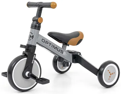 Bicicleta pentru copii Milly Mally - Optimus, 3 in 1, Gri