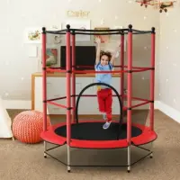 Trambulina cu plasa de protectie, metal + textil, 124x140 cm, 3 ani+