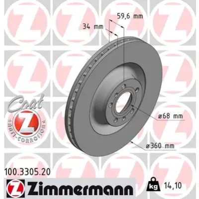 Disc frana ZIMMERMANN 100.3305.20