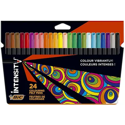 Carioci lavabile, 24 culori/set, varf 0.9mm, Bic Intensity