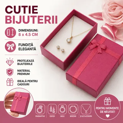 Cutie pentru bijuterii, rosie, cu capac, 8x4.5 cm