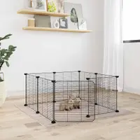 Gossi cusca animale de companie cu usa, 8 panouri, negru 35x35cm otel