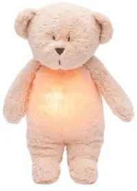 Jucărie moale Moonie Organic 2.0 - Bear, cu lampă de veghe și sunete liniștitoare, Rose