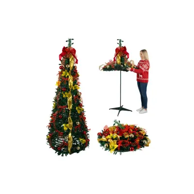 Brad de Craciun pop-up artificil, decoratiuni incluse, baza stabila, inaltime 180 cm
