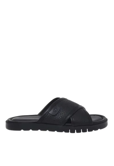 Papuci din piele - Negru