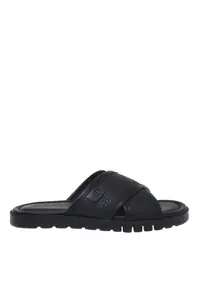 Papuci din piele - Negru