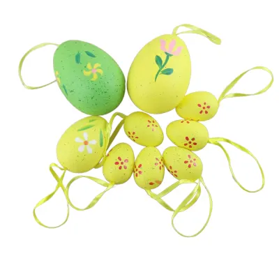 Set 9 oua din plastic 8/6/4 cm decor Floral