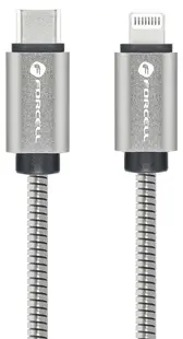 Cablu Forcell - F-Energy Metal C238, USB-C/Lightning, 27W, 2 m, argintiu