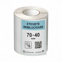 Rola etichete autoadezive semilucioase 70x40 mm, adeziv permanent, 1000 etichete rola