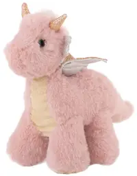Jucărie de pluș Amek Toys - Dragon cu aripi aurii, roz
