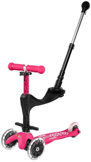 Trotinetă pentru copii 3 în 1 Micro - Mini Deluxe Plus LED, Pink