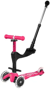 Trotinetă pentru copii 3 în 1 Micro - Mini Deluxe Plus LED, Pink