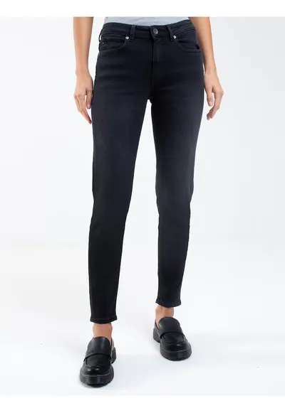 Blugi conici cu talie medie Maila - Negru - Negru