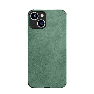 Husa Ultra thin, Compatibila cu iPhone 13, Leather Look, Verde Engros