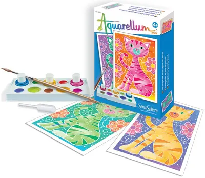 Set de desen cu vopsele acuarele Sentosphere Aquarellum Mini - Pisicute