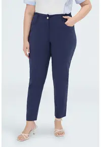 Pantaloni din amestec de lyocell cu talie inalta - Albastru oceanic