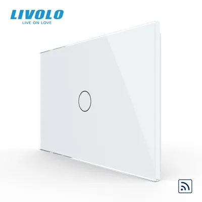 Intrerupator simplu, standard italian, control telecomanda RF, cu panou sticla, 3M Alb