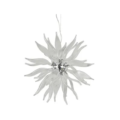 Corp de iluminat suspendat lucrat manual cu sticla suflata si elemente decorative transparente 800