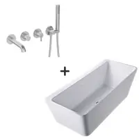 Set cada baie freestanding, lipita de perete, 170x80 cm, Alvaro si baterie cada incastrata otel slefuit Silia