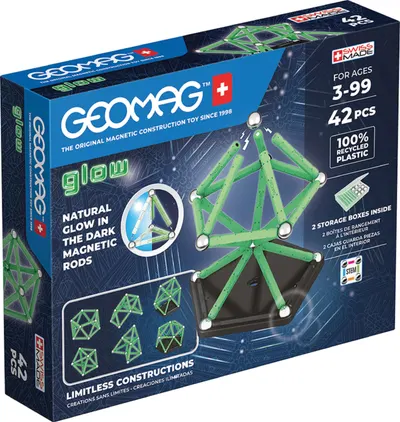 Constructor magnetic Geomag - Glow, 42 de piese