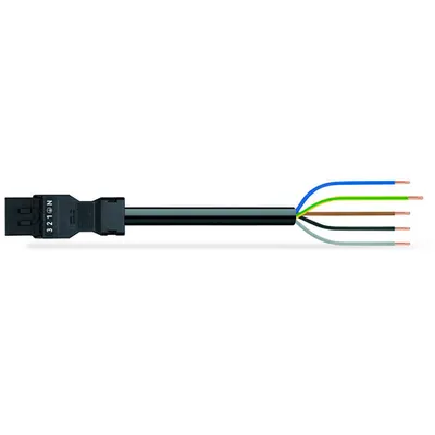 pre-assembled connecting cable; Eca; Plug/open-ended; 5-pole; Cod. A; H05Z1Z1-F 5G 1.5 mm²; 2 m; 1,50 mm²; black
