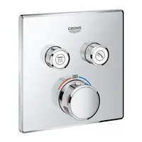 Unitate control Grohe Grohtherm Smartcontrol 29124000, 2 iesiri, termostat, push&turn, masca metalica, filtru impuritati, necesita set fixare, Crom
