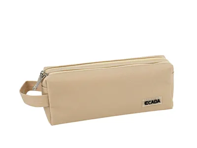 Penar tip etui, 2 fermoare, Ecada, crem