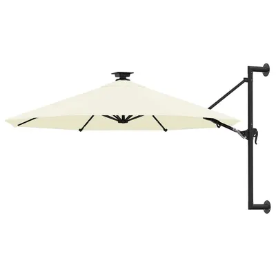 vidaXL Umbrelă de soare montată pe perete cu LED-uri, nisipiu, 300 cm