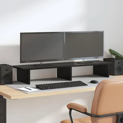 vidaXL Suport pentru monitor Stejar Negru 100 x 27 x 15 cm