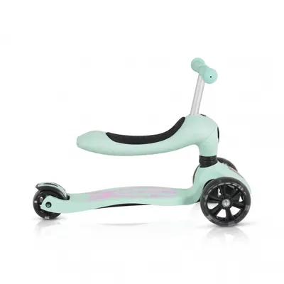 Trotineta 2in1 cu scaunel, transformabila in vehicul fara pedale,inaltime ghidon reglabila pe 3 nivele de inaltime si roti cu lumini LED Byox Skiddy Blue