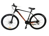 Bicicleta MTB Storm Shark Man 1.0, 29 Inch, Cadru 21, Frane pe Disc, Negru Mat Portocaliu