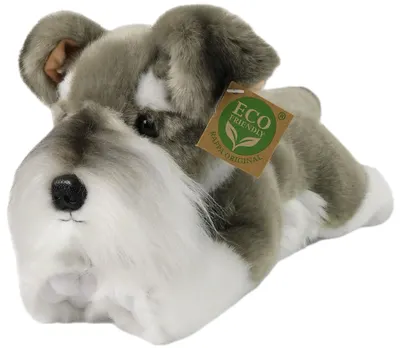 Jucărie de pluș Rappa Eco Friends - Câine Schnauzer, culcat, 28 cm