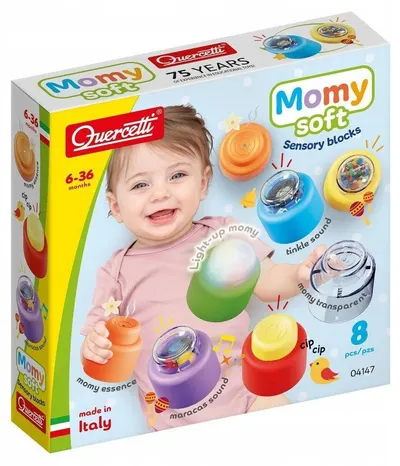 Set de construcție Quercetti Momy Soft – Sensory Blocks 4147, 8 piese