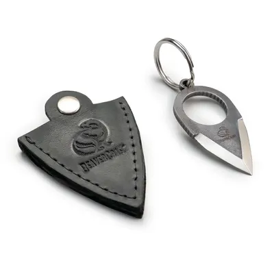 Cutit tip breloc cu inel pentru deget si teaca din piele Beavercraft PK1