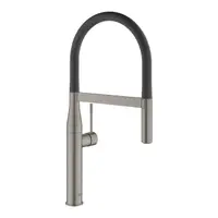 Baterie bucatarie Grohe Essence 30294AL0, 3/8, monocomanda, dus extractabil, pipa inalta, cartus ceramic, pivotanta, suport magnetic, mat, Hard Graphite