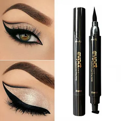 Set 2 x Eyeliner cu stampila, Cat Eye, Negru