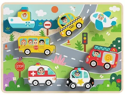 Puzzle 3D din lemn Tooky jucărie - Vehicule