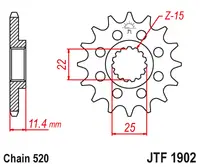 EMGO - Pinion (fata) JTF1902, 17 dinti - KTM Duke620 640LC4 SMC625 660