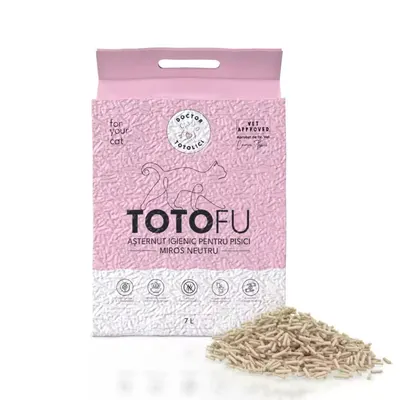 Asternut igienic pentru litiera TOTOFU natural, pe baza de plante, ultra-absorbant, fara miros, 7 L