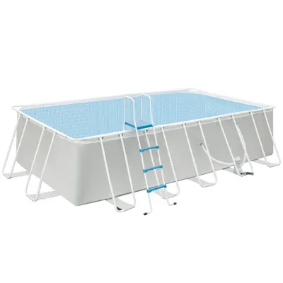 Outsunny Piscină Supraterană cu Cadru de Oțel, Pompă de Filtru, Cartuș Filtrant, Rezistentă la Rugină, 580x310x122 cm, Gri deschis | Aosom Romania