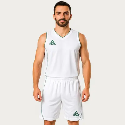 Set maiou/short baschet PEAK Jungle Alb/Verde