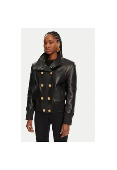 Geaca din piele dama DF0TH275LC62 - Piele naturala - Negru - Negru
