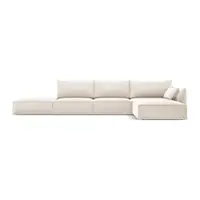 Colțar bej cu tapițerie din catifea (cu colț pe partea dreaptă, cu șezlong) Vanda – Mazzini Sofas