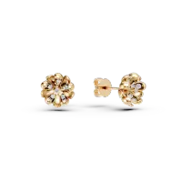 Cercei floare de tei din aur galben cu diamante de 0.1ct