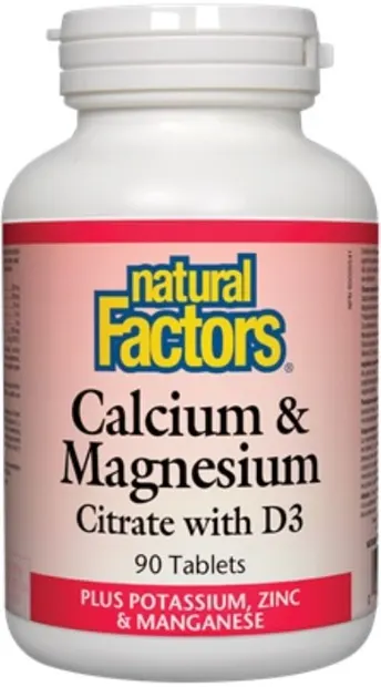 Calcium & Magnesium Citrate with D3, 90 tablete, Natural Factors