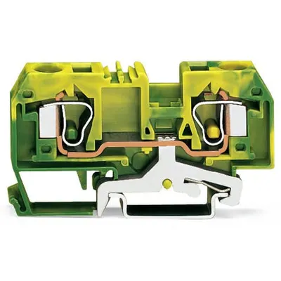 2-conductor ground terminal block; 10 mm²; center marking; for DIN-rail 35 x 15 and 35 x 7.5; CAGE CLAMP®; 10,00 mm²; green-yellow