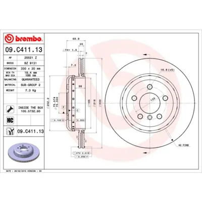 Disc frana BREMBO 09.C411.13