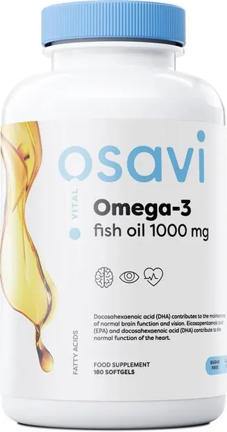 Omega-3 Fish Oil, 1000 mg, lemon, 180 capsule gel, Osavi